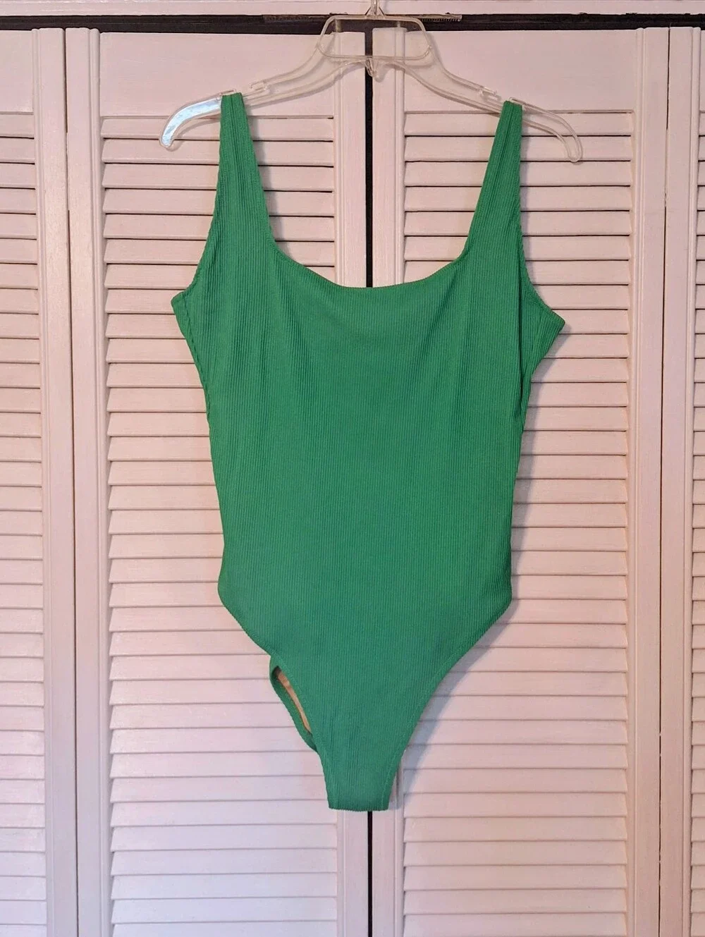 Old Navy Kelly Green Ribbed Square Neck One-Piece Swimsuit Sz LG *O